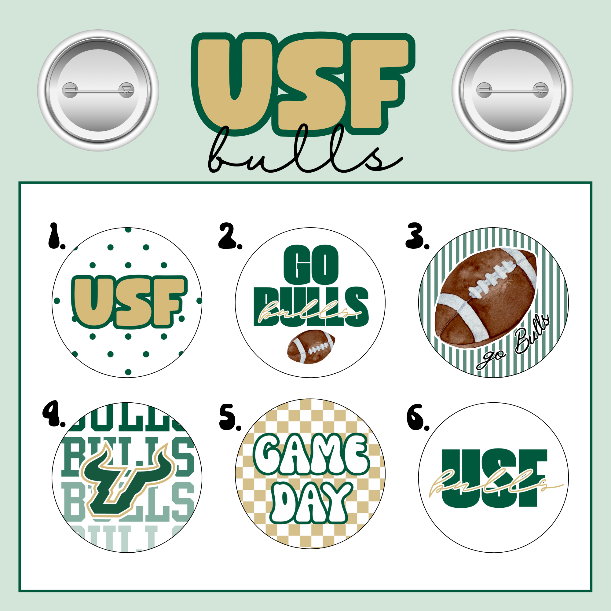 USF Bulls Button Pin Pack